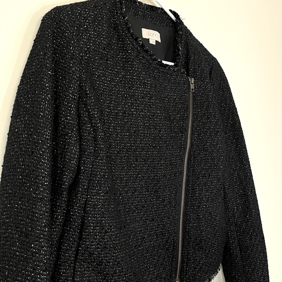 LOFT Tweed Asymmetrical Jacket With Gold Accents - Picture 2 of 6